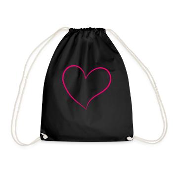 Pink Heart - Drawstring Bag - black - Front
