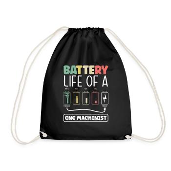 Metalworker Machining Battery Life Of A Cnc - Drawstring Bag - black - Front