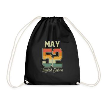 Vintage 70th Birthday May 1952 Sports Gift - Drawstring Bag - black - Front
