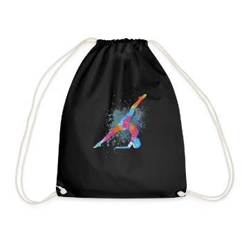 Bunt Figur Turnen Turnerin Gymnastik Geschenke - Turnbeutel - Schwarz - Vorne