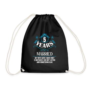 5 years married only 2 mistakes 5th wedding anniversary - Drawstring Bag - black - Front