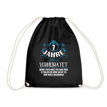 7 Jahre verheiratet nur 2 Fehler 7.Hochzeitstag - Turnbeutel - Schwarz - Vorne