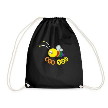 Rainbow Bee Love Gay Pride LGBT Pride Month - Drawstring Bag - black - Front