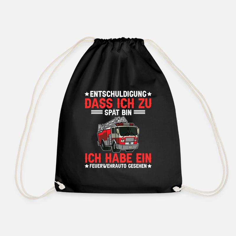 Feuerwehrauto gesehen Feuerwehrmann Vater Kind - Turnbeutel - Schwarz