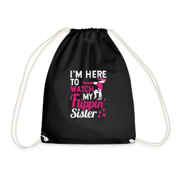 Funny gymnast cheering I'm here - Drawstring Bag - black - Front