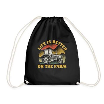 Life Is Better On The Farm Saw A Tractor Farmer - Turnbeutel - Schwarz - Vorne