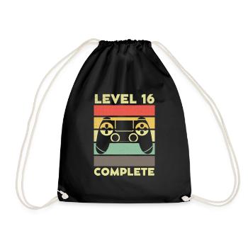 Level 16 Complete 16 years 16th birthday - Drawstring Bag - black - Front