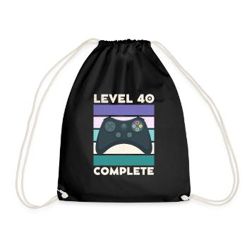 Level 40 Complete 40 years 40th birthday - Drawstring Bag - black - Front