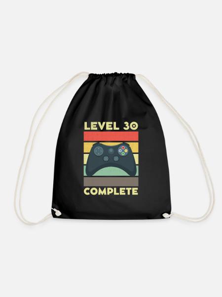 Level 30 Complete 30 years 30th birthday - Drawstring Bag - black