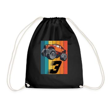 Birthday Monstertruck 3 years boy - Drawstring Bag - black - Front