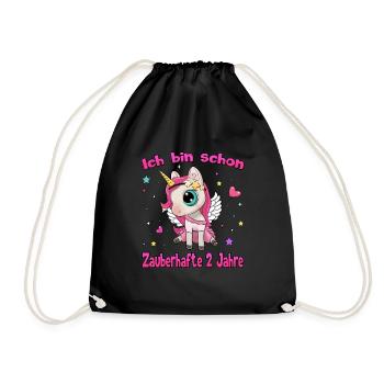 Mädchen Einhorn 2. Geburtstag Ich bin 2 Jahre - Turnbeutel - Schwarz - Vorne