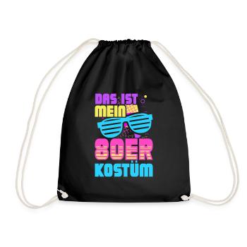 80er Jahre Kostüm Mottoparty 80s Kostüm - Turnbeutel - Schwarz - Vorne