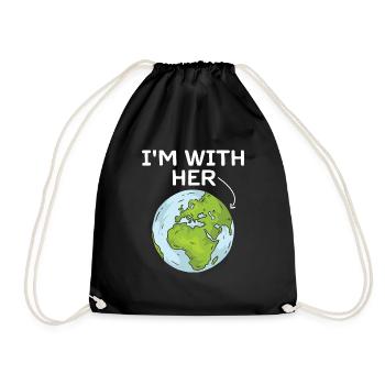 I'm With Her Earth Environment Awareness Earth Day - Sac de sport léger - noir - Devant