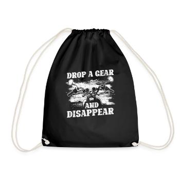 Drop A Gear And Disappear Biker Motorcycle - Drawstring Bag - black - Front
