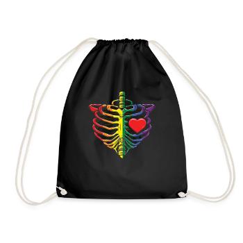 Skeleton Heart Rainbow LGBTQ Gay Pride LGBT Pride - Turnbeutel - Schwarz - Vorne