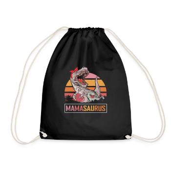Mother s day Mom Mamasaurus Dinosaur Mama T Rex - Drawstring Bag - black - Front