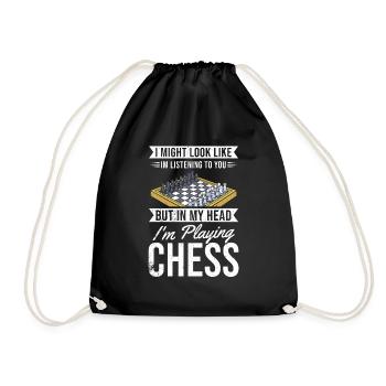 Chess Gift Board Game Chess Game Chess Board - Drawstring Bag - black - Front