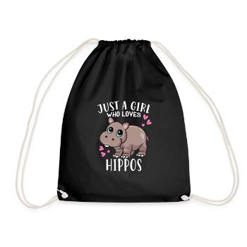Nilpferd Flusspferd Just A Girl Who Loves Hippos - Turnbeutel - Schwarz - Vorne