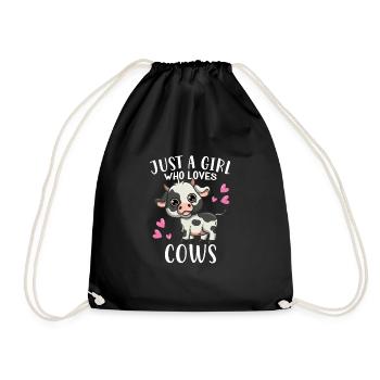 Funny Farmer Cow Lover Just A Girl Who Loves Cows - Drawstring Bag - black - Front