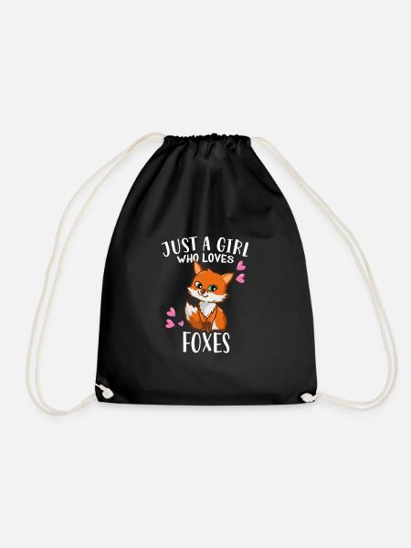 Funny Cute Fox Lover Just A Girl Who Loves Foxes - Drawstring Bag - black