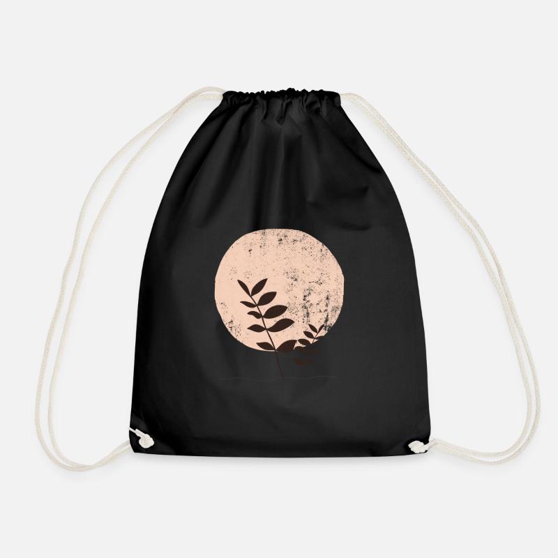 Feuilles de soleil boho, beige abstrait - Sac de sport léger - noir
