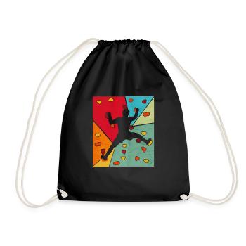 Vintage Bouldering Design Rock Climbing Men Women - Drawstring Bag - black - Front