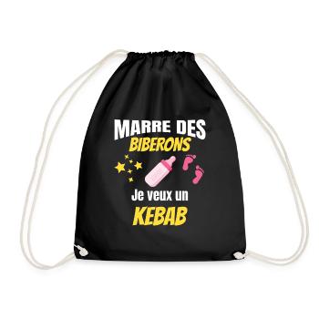 marre des biberons, je veux un kebab. Bébé - Sac de sport léger - noir - Devant