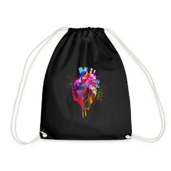 Beautiful Watercolour Heart Organ Body Anatomy - Turnbeutel - Schwarz - Vorne