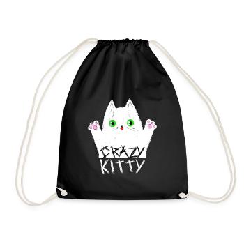 Crazy Kitty - Drawstring Bag - black - Front