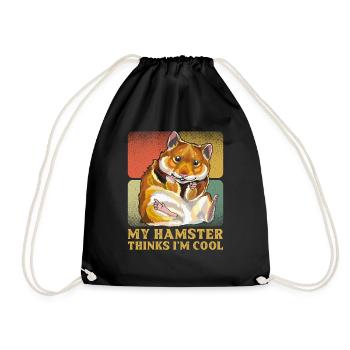 My Hamster Thinks I'm Cool Hamster Dad - Drawstring Bag - black - Front