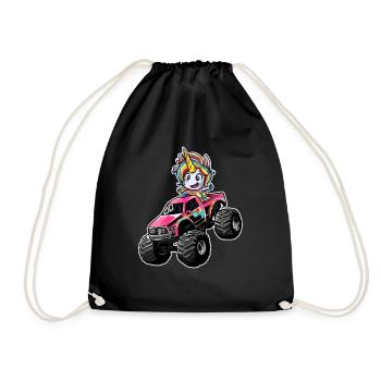 Monster Truck Unicorn Monster Truck Girl - Drawstring Bag - black - Front