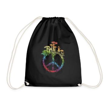 Vintage Peace Sign Mushroom Cottagecore Mycology - Turnbeutel - Schwarz - Vorne