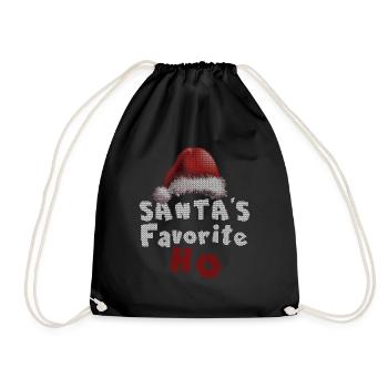 Santa's Favorite Ho Funny Girls Christmas - Drawstring Bag - black - Front