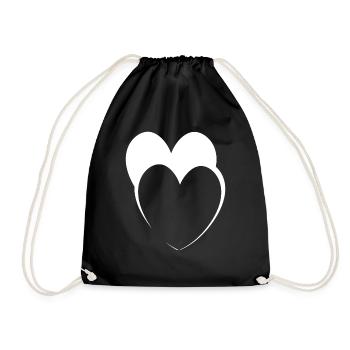 Hearts White Gift Idea - Drawstring Bag - black - Front
