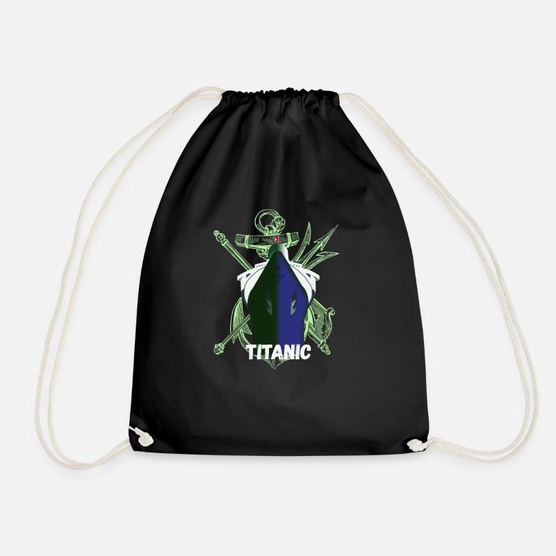 Titanic Remembered, RMS Titanic remembrance day - Drawstring Bag - black