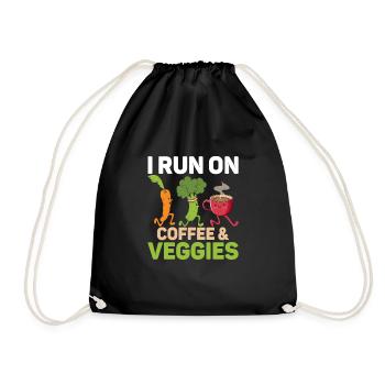 Je cours sur le café et les légumes Veggie Drôle de véganisme - Sac de sport léger - noir - Devant