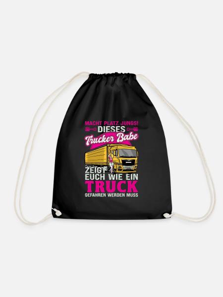 Trucker Babe Zeigt Euch Man Einen Truck Fährt - Turnbeutel - Schwarz