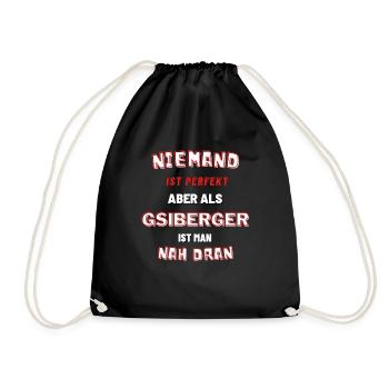 NIEMAND IST PERFEK - DESIGN GSIBERGER | VORARLBERG - Turnbeutel - Schwarz - Vorne