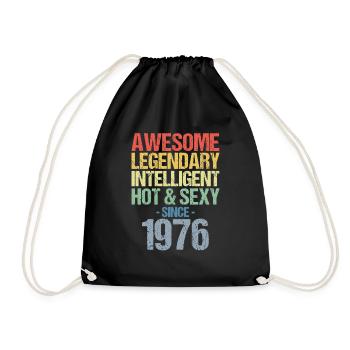 Born 1976 Born 1976 Birthday - Drawstring Bag - black - Front