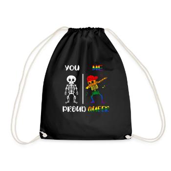Dab Skeleton Rainbow Proud Queer Pride LGBT - Turnbeutel - Schwarz - Vorne