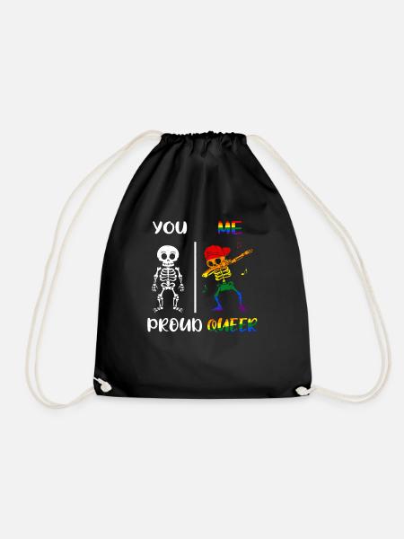 Dab Skeleton Rainbow Proud Queer Pride LGBT - Turnbeutel - Schwarz