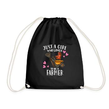 Farm Farming Just A Girl Who Loves To Be A Farmer - Drawstring Bag - black - Front