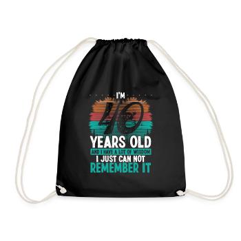 40th Birthday Vintage a lot of Wisdom 40 Year Old - Drawstring Bag - black - Front