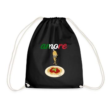 Amore Spaghetti Bolognese Parmesan Käse Pasta Nude - Turnbeutel - Schwarz - Vorne