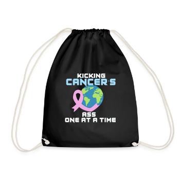 Kicking the cancer's ass - one by one - Drawstring Bag - black - Front