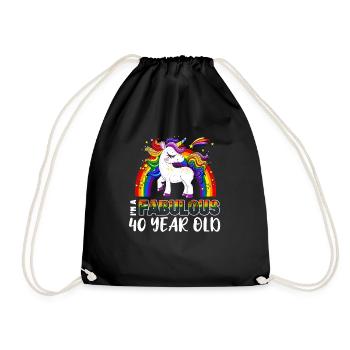 Unicorn Age 40 Years Gay Pride LGBT Pride Month - Turnbeutel - Schwarz - Vorne