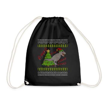 Funny Tree Rex Ugly Christmas Sweater Lights Trex - Turnbeutel - Schwarz - Vorne