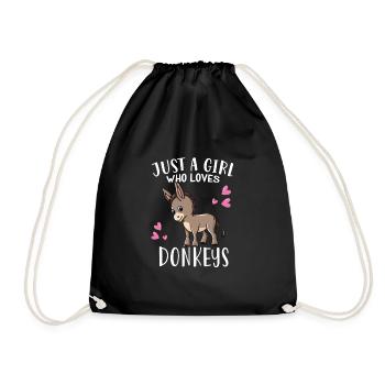 Funny Donkey Lover Just A Girl Who Loves Donkeys - Drawstring Bag - black - Front
