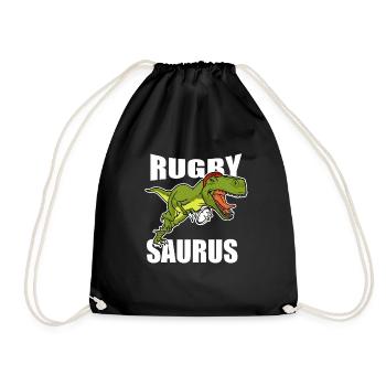 Rugby Saurus T-Rex Rugby Player Dinosaur Fan - Drawstring Bag - black - Front