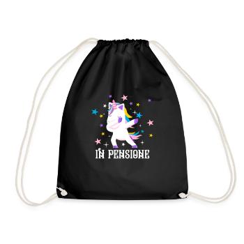 Pension Rente Geschenk Einhorn In Pensione - Turnbeutel - Schwarz - Vorne